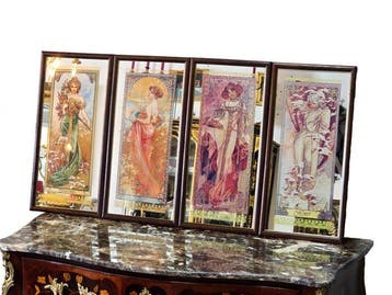 Alphonse Mucha (after) - Wandspiegel (4)- The Four Seasons, Nieuw