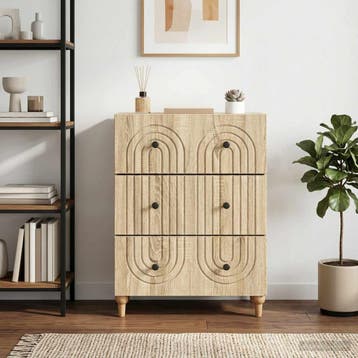 vidaXL Ladenkast Sonoma Eiken 66 x 34,5 x 90 cm Bewerkt hout, Verzenden, Nieuw