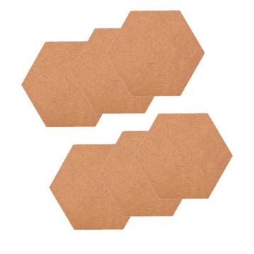 Kurk prikbord - 6 stuks - 34 cm x 30 cm - Prikbord - Zeshoek, Huis en Inrichting, Woonaccessoires | Memoborden, Verzenden, Nieuw