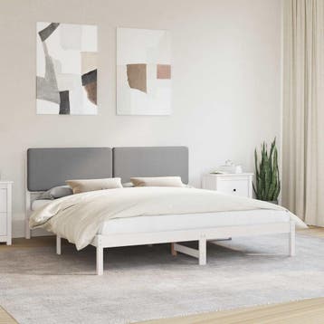vidaXL Bedframe met Gevoerd Hoofdgedeelte Lichtgrijs 180 x, Verzenden, Nieuw, Hout