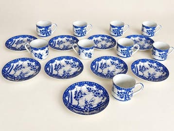 Koffieservice Ume, pruimenbloesem – porselein kobaltblauw -