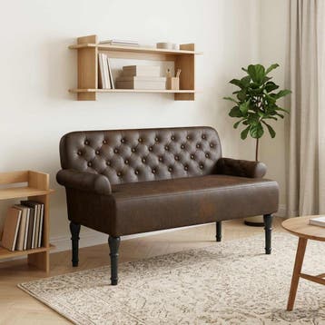 vidaXL Loungebank met knopencomfort Bruin 120 x 65 x 78 cm, Verzenden, Nieuw, Minder dan 150 cm