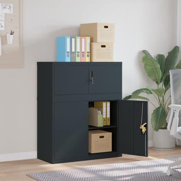 vidaXL Archiefkast 90x40x110 cm staal antracietkleurig, Verzenden, Nieuw