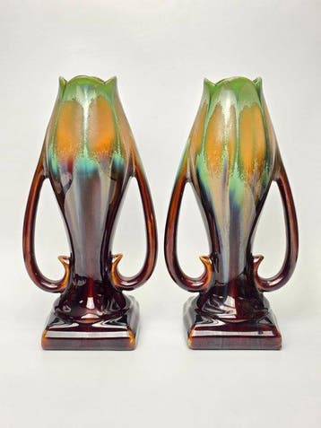 Faïencerie de Thulin - Art Nouveau - Vaas (2) - Aardewerk