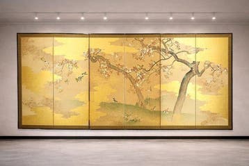 Bybu kamerscherm - goudblad - Japan - Meiji periode