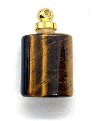 Gedenk hanger mini urn van edelsteen Tijger oog Goudkleur, Ophalen of Verzenden, Nieuw, Kraal