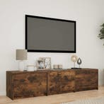 vidaXL TV-kast met LED met LED met lade Gerookte Eik 165 x, Minder dan 50 cm, Verzenden, Nieuw, Minder dan 100 cm