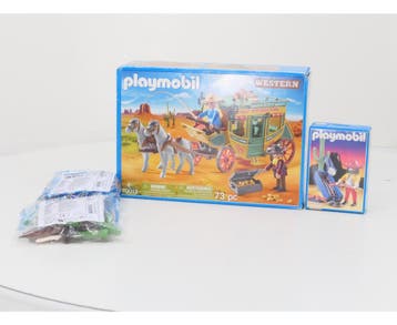 Playmobil Western koetsoverval met sheriff 70013 + 6546 +..., Ophalen of Verzenden, Gebruikt, Overige typen