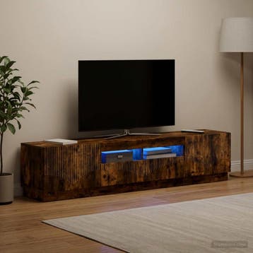 vidaXL LED tv-meubel HOORN 3 st Gerookt eiken Bewerkt hout, Minder dan 50 cm, Verzenden, Nieuw, Minder dan 100 cm