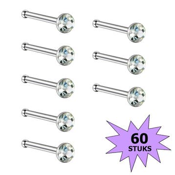 Fako Bijoux - Neuspiercing - Staafje Kristal - 3.0mm - Wit -, Sieraden, Tassen en Uiterlijk, Verzenden, Nieuw