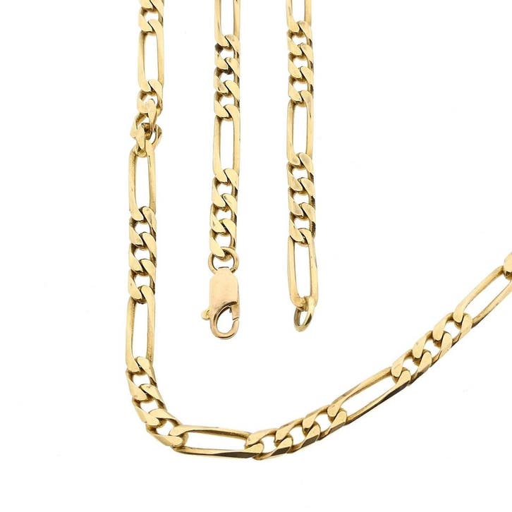 Gouden Figaro schakelketting, Sieraden, Tassen en Uiterlijk, Kettingen, Goud, Gebruikt, Goud, Ophalen of Verzenden