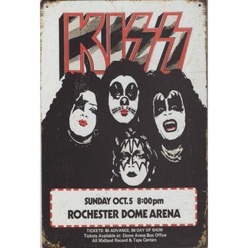 Concert Bord - Kiss Rochester Dome Arena 1975, Ophalen of Verzenden, Nieuw, Poster, Artwork of Schilderij