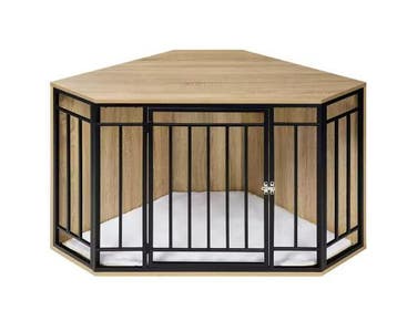 Hoek Hondenbench – Hout en Metaal met Kussen 111×67×60 cm, Dieren en Toebehoren, Verzenden, Nieuw