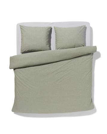 HEMA Dekbedovertrek 200x200/220cm chambray groen, Verzenden, Nieuw, Groen