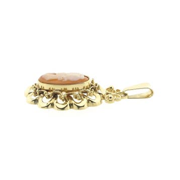 Vintage gouden hanger met camee (Hanger of bedel), Ophalen of Verzenden, Gebruikt, Goud, Overige merken