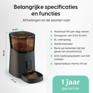 Cellavi Automatische Voerbak Kat en Hond - Voerautomaat, Dieren en Toebehoren, Ophalen of Verzenden, Zo goed als nieuw