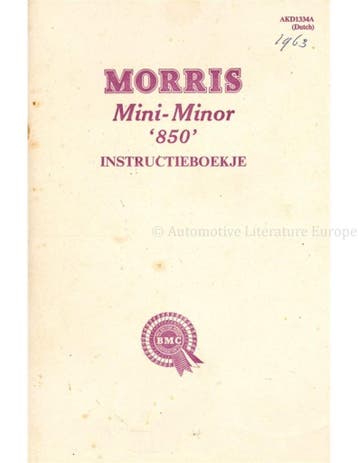 1961 MORRIS MINI MINOR 850 INSTRUCTIEBOEKJE NEDERLANDS, Auto diversen, Handleidingen en Instructieboekjes
