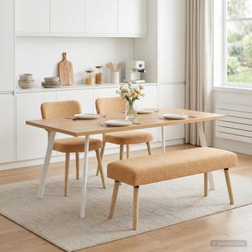 vidaXL Bank Effen Beige 110 x 40 x 46 cm Bouclé, Huis en Inrichting, Banken | Bankstellen, Verzenden, Nieuw, Stof
