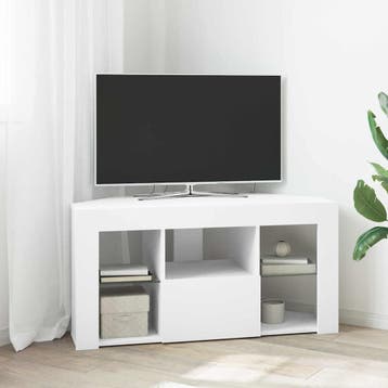 vidaXL Hoek LED TV Kast 100 x 40 x 50 cm Wit Bewerkt hout, Huis en Inrichting, Minder dan 50 cm, Verzenden, Nieuw, Minder dan 100 cm