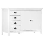 vidaXL Dressoir Hill 130x40x80 cm massief grenenhout wit, 100 tot 150 cm, Verzenden, Nieuw, Grenenhout