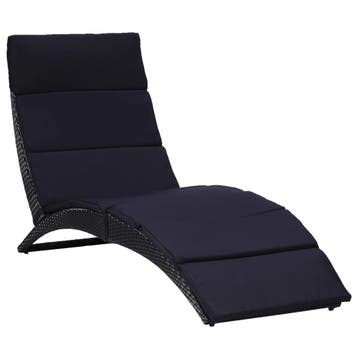 Ligbed poly rattan zwart - Retourdeal 41% Korting, Ophalen of Verzenden, Zo goed als nieuw, Rotan, Inklapbaar
