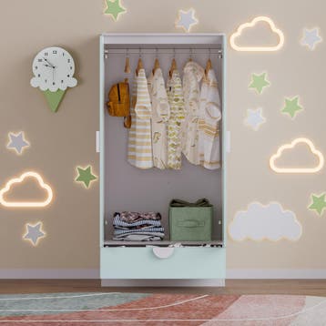 Kinderkast Sandnes kledingkast 123x60x40 cm wit en mintgroen, Verzenden, Nieuw
