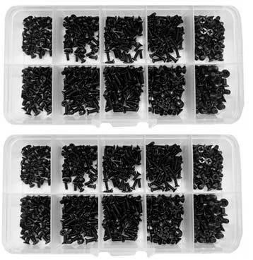 Set van 1000 kleine zwarte boutjes (M2, M2.5 en M3, 4-8 mm), Ophalen of Verzenden, Nieuw