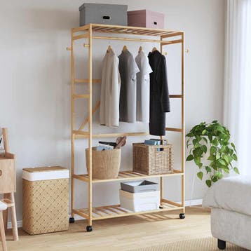vidaXL Kledingrek met schappen en wielen 110x40x180 cm, Verzenden, Nieuw