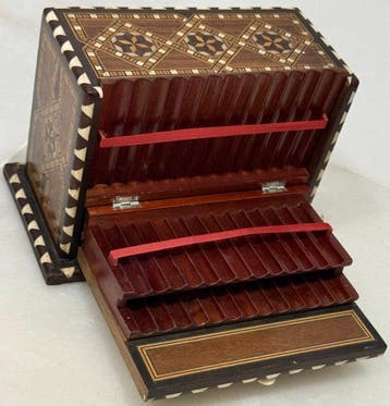 Sigarettendoos - Hout, Been - H : 12,5, Antiek en Kunst