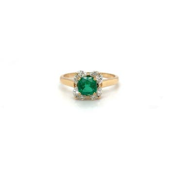 Ring - 18 karaat Geel goud - 1.47ct. tw. Smaragd - Diamant, Nieuw