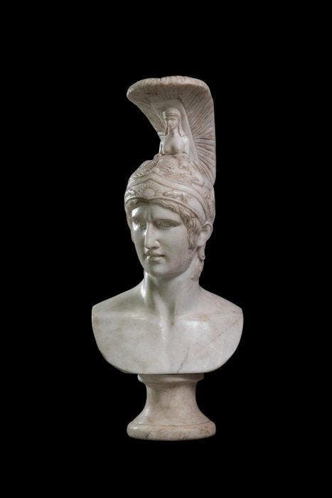 sculptuur, Scultura di Achille in marmo statuario. - 85 cm -, Antiek en Kunst, Antiek | Keramiek en Aardewerk