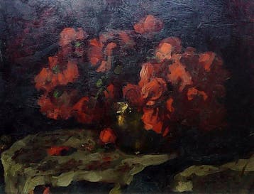 Pongracz Sarolta (1896-?) - Fiori - scena dinterno sul