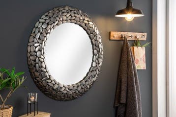 Handgemaakte spiegel STONE MOSAIC XL 82cm zilver in, Ophalen of Verzenden, Nieuw