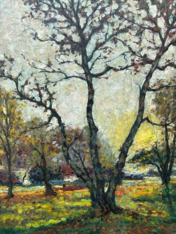 Eugène Masselus (1897-1998) - Landschap met fruitbomen, Antiek en Kunst