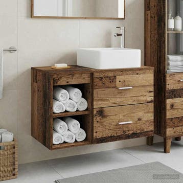 vidaXL Badkamermeubelset 2 st Oud hout Bewerkt hout, Huis en Inrichting, Tafels | Kaptafels, Verzenden, Nieuw