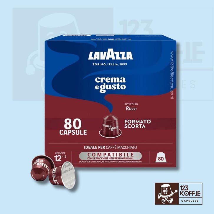 Lavazza Crema e Gusto Ricco aluminium capsules Nespresso 80, Witgoed en Apparatuur, Koffiemachine-accessoires, Verzenden