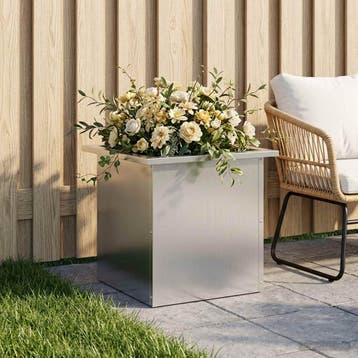 vidaXL Plantenbak met led zilver 40 x 40 x 40 cm, Tuin en Terras, Verzenden, Minder dan 60 cm, Nieuw, Metaal