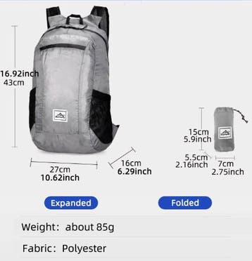 Opvouwbare Rugzak 20L Lichtgewicht Outdoor Backpack, Verzenden, Nieuw