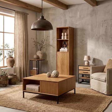 Salontafel Madison Natural | 80 cm | Vierkant | Starfurn, Ophalen of Verzenden, Nieuw