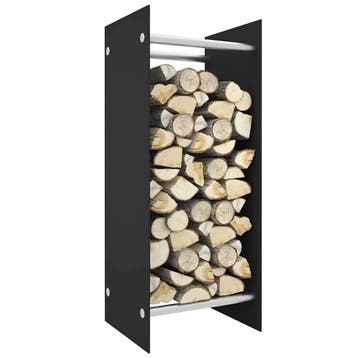 vidaXL Haardhoutrek 40x35x100 cm gehard glas zwart, Verzenden, Nieuw