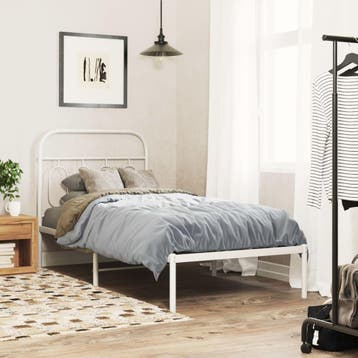 vidaXL Bedframe met hoofdbord metaal wit 80x200 cm, Eenpersoons, Verzenden, Wit, Nieuw