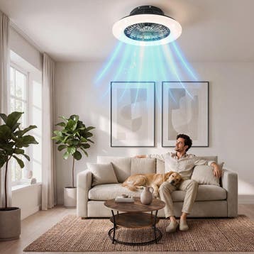 Plafondlamp met ventilator Storm, dimbaar, achteruitloop, Verzenden, Nieuw