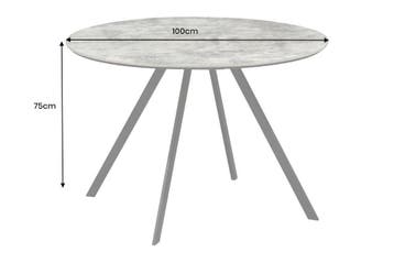 Eettafel ATELIER 100 cm rond, grijze steenlook met zwarte, Huis en Inrichting, Tafels | Eettafels, Ophalen of Verzenden, Nieuw