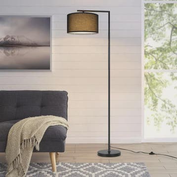 Moderne Zwarte Boog Vloerlamp met Stoffen Kap - E27 Fitting, Huis en Inrichting, Lampen | Vloerlampen, Verzenden, Nieuw