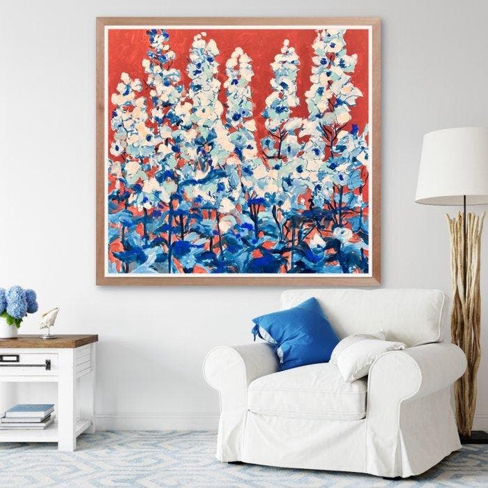Brooksby - Terracotta Hollyhocks XL, Antiek en Kunst, Kunst | Schilderijen | Modern