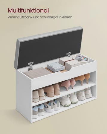 VASAGLE Schoenenbank met Zitkussen - 3 Niveaus Schoenenrek -, Verzenden