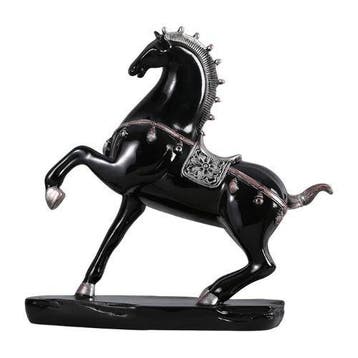sculptuur, Black Rearing Horse Sculpture – Elegant