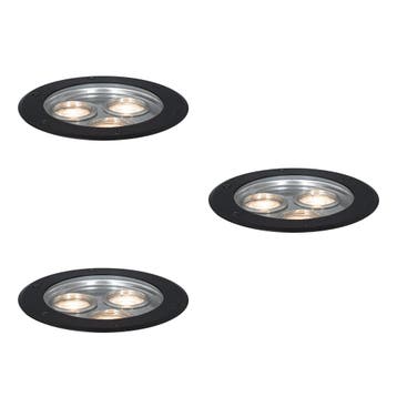 Set van 3 moderne grondspots zwart 3-lichts IP65 - Tribus, Verzenden, Nieuw