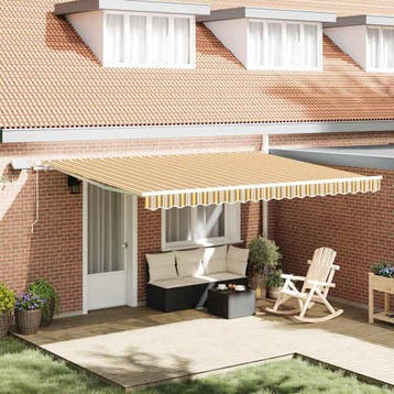vidaXL Uitschuifbare luifel Meerkleurig 450 × 350 cm Stof en, Verzenden, Nieuw