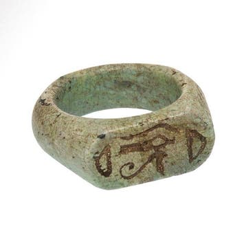 Oud-Egyptisch Serpentine Zeldzame Ring met Horus Oog